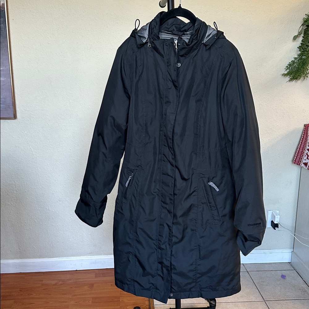 Eddie Bauer Womens Black Weather Ready Hooded Long Parka Jacket Size M P